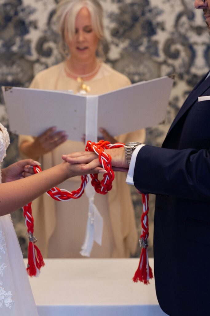 Handfasting Elopement ceremony in Luxury hotel in Madrid